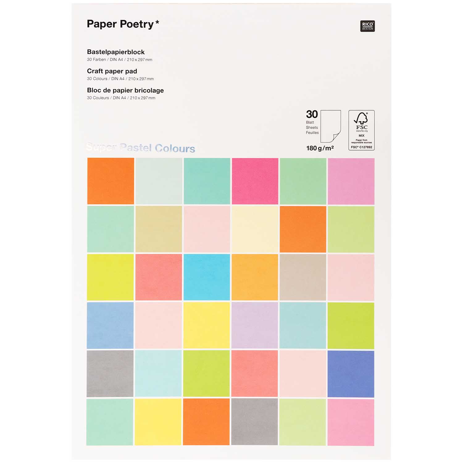 Bloc Papier Pastel Frisk 160g/m² 30 Feuilles A4 - Papier Texturé Pour Pastels Craie Et Huile